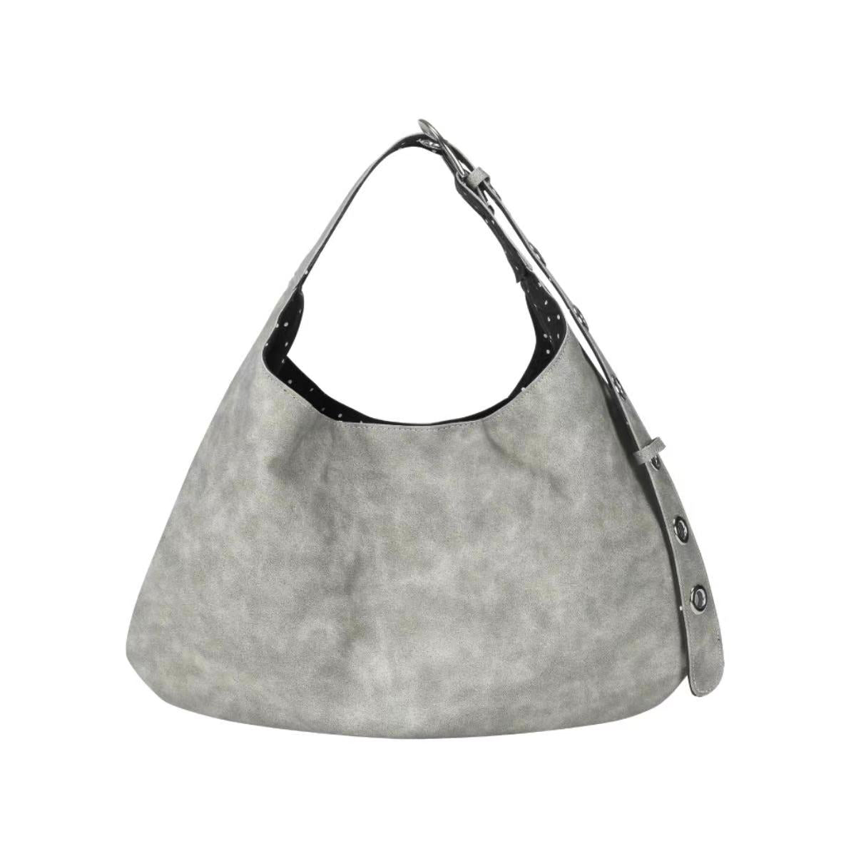 Leterie Buckle Reversible Shoulder Bag - leather grey