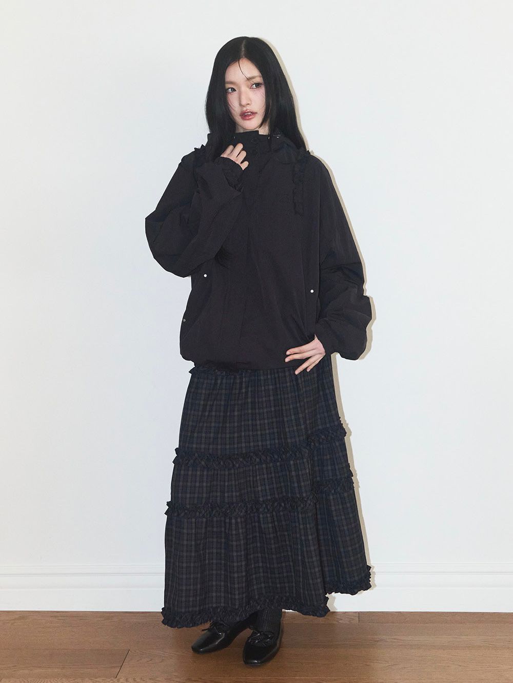 ILLIGO Buckle Frill Long Skirt - 3 colors
