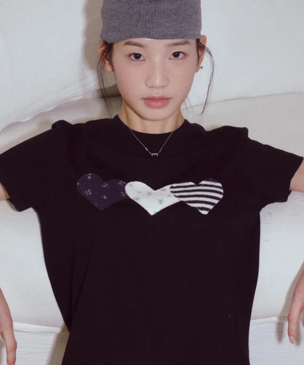 Rogin & Rosie Heart Patch Cotton T-shirt - 2 colors