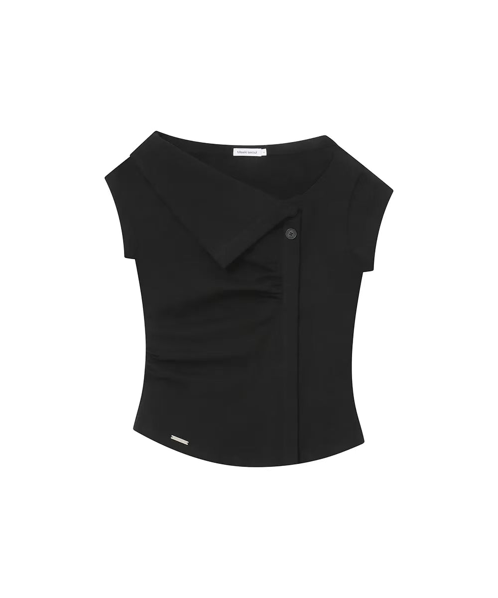 Miseki SEOUL Folding Collar Shirring Top - 2 colors