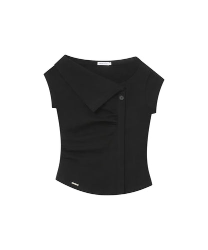 Miseki SEOUL Folding Collar Shirring Top - 2 colors