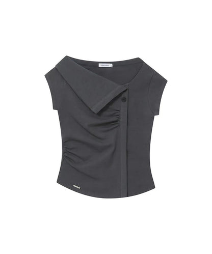 Miseki SEOUL Folding Collar Shirring Top - 2 colors