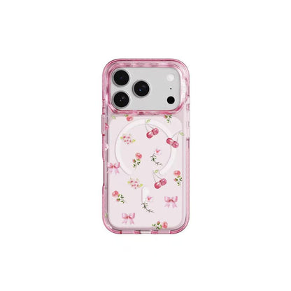 GRAGG Magsafe Layers Frame Case Clear Pink - scatter flower