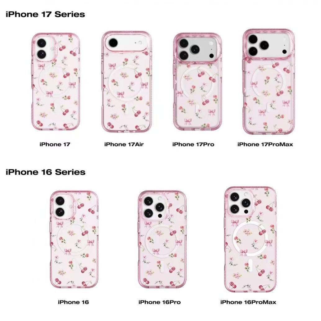 GRAGG Magsafe Layers Frame Case Clear Pink - scatter flower