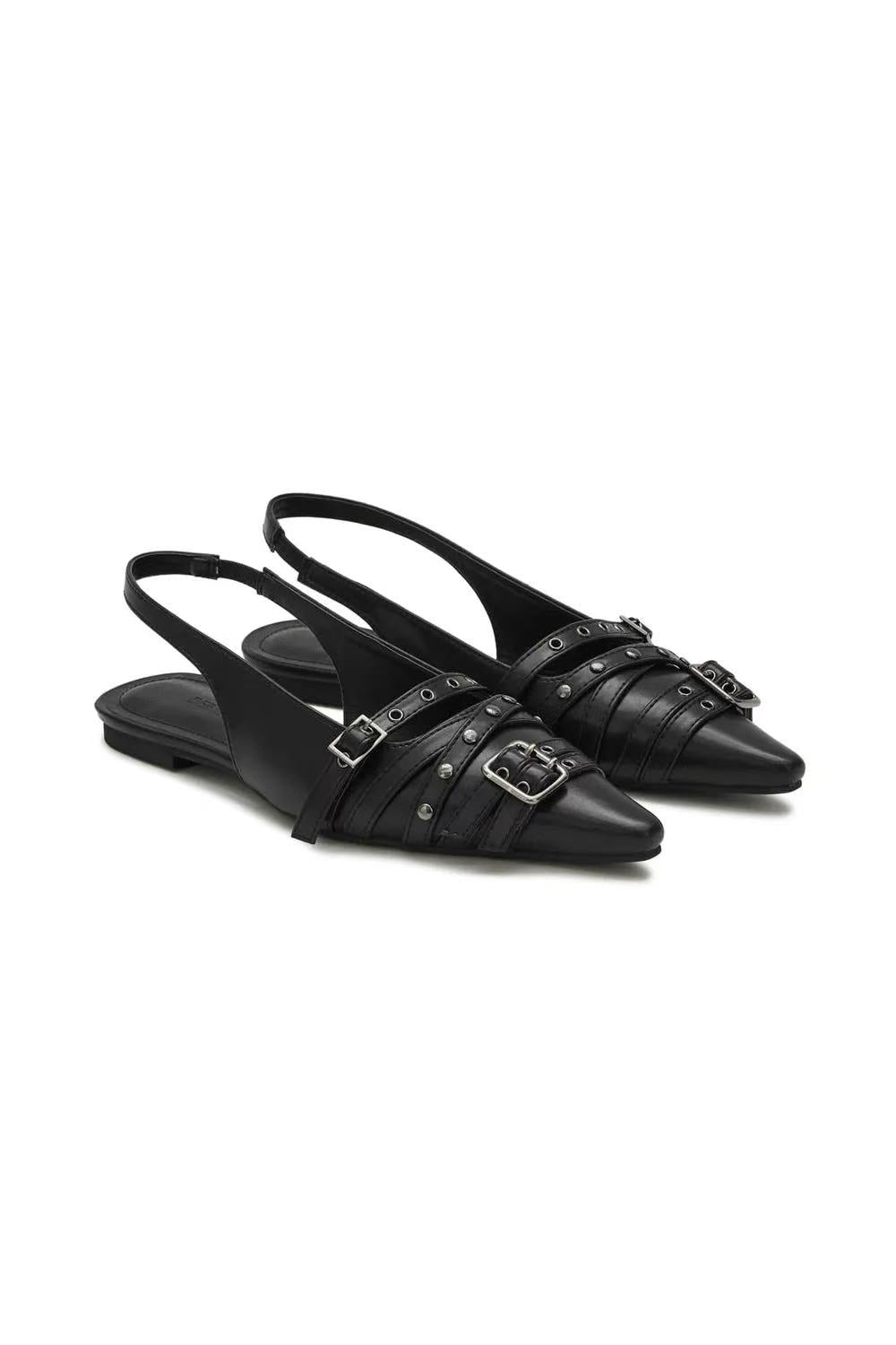 DEINET Buckle Stud and Eyelet Slingbacks - 3 colors