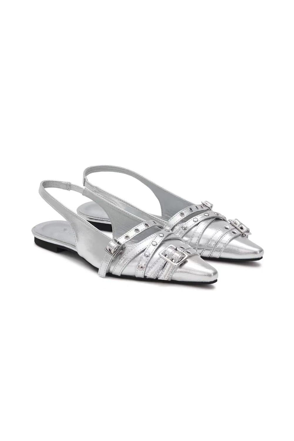 DEINET Buckle Stud and Eyelet Slingbacks - 3 colors