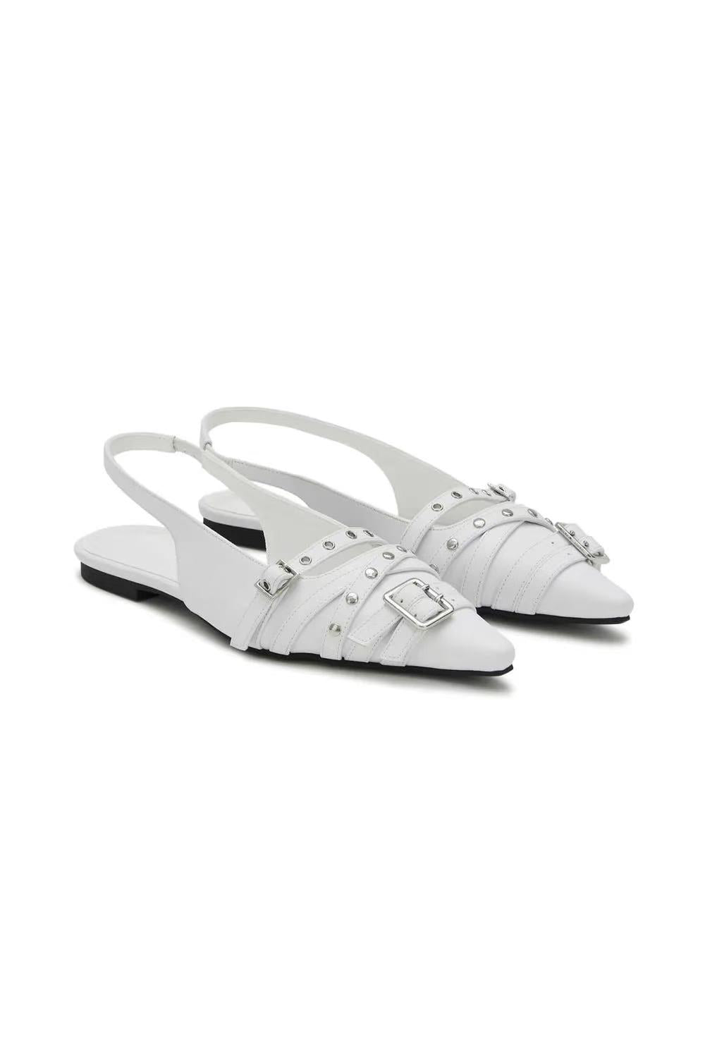 DEINET Buckle Stud and Eyelet Slingbacks - 3 colors