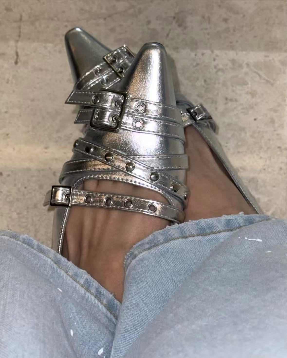 DEINET Buckle Stud and Eyelet Slingbacks - 3 colors