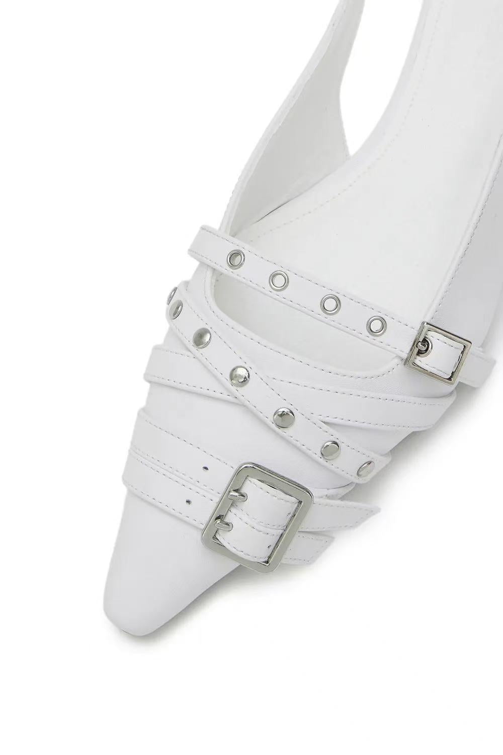 DEINET Buckle Stud and Eyelet Slingbacks - 3 colors