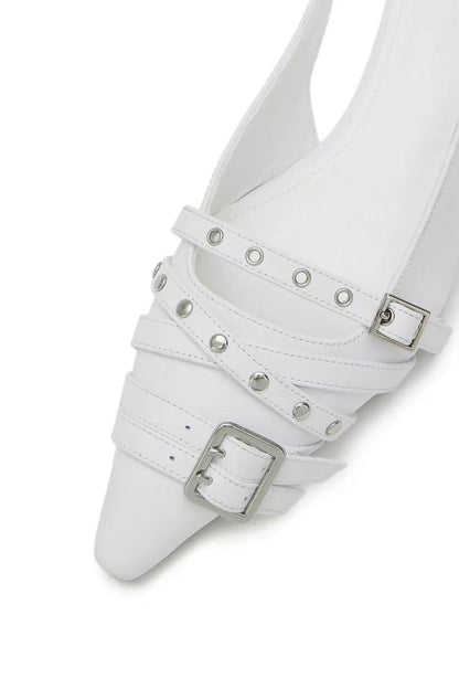 DEINET Buckle Stud and Eyelet Slingbacks - 3 colors