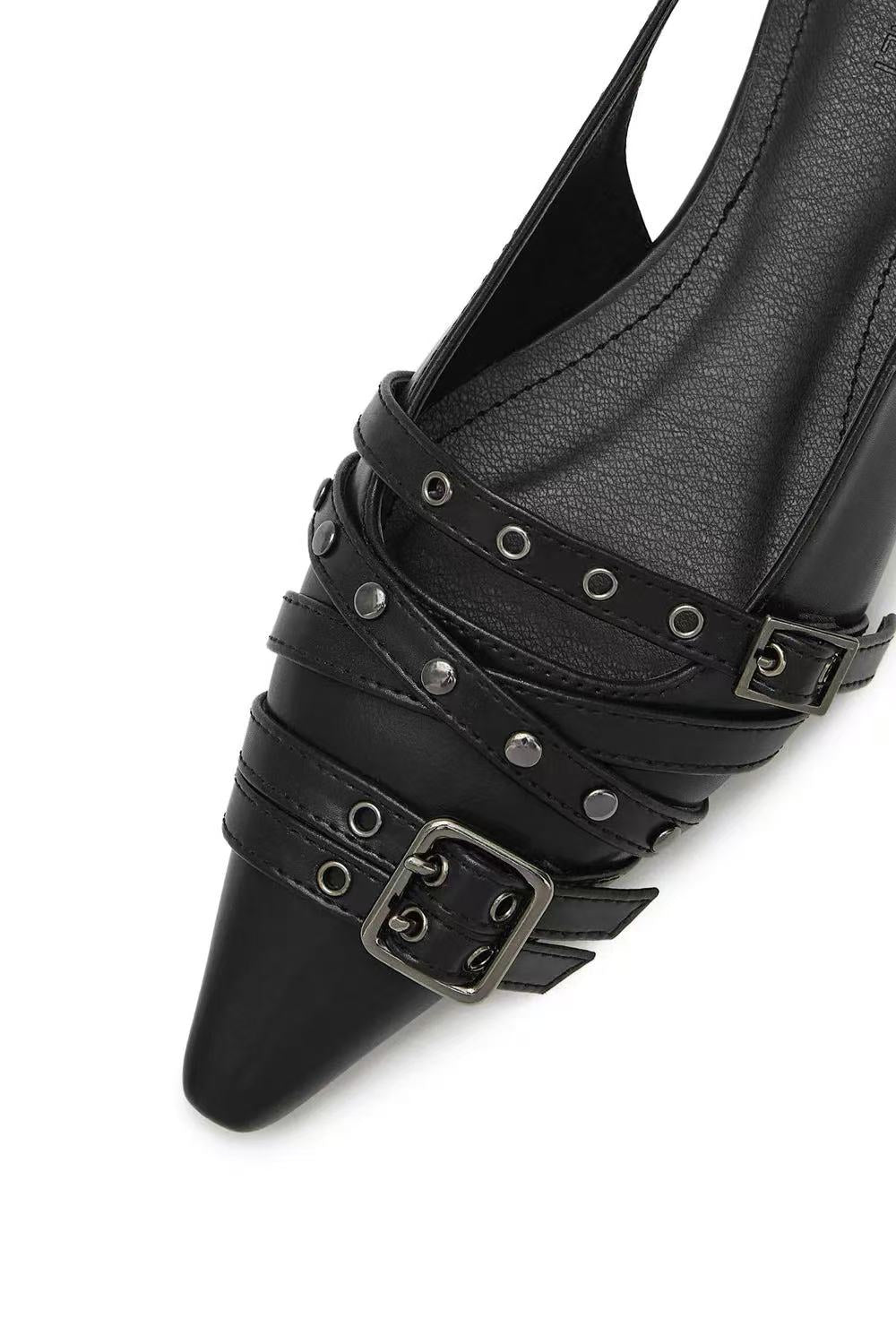 DEINET Buckle Stud and Eyelet Slingbacks - 3 colors