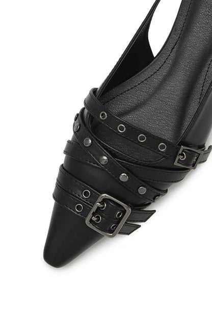 DEINET Buckle Stud and Eyelet Slingbacks - 3 colors