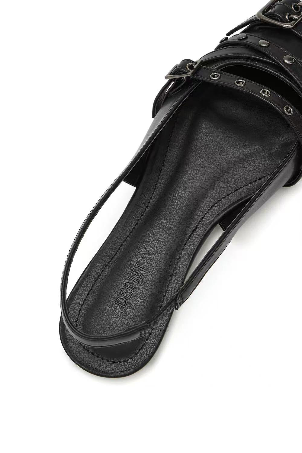 DEINET Buckle Stud and Eyelet Slingbacks - 3 colors