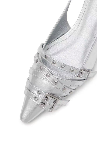 DEINET Buckle Stud and Eyelet Slingbacks - 3 colors