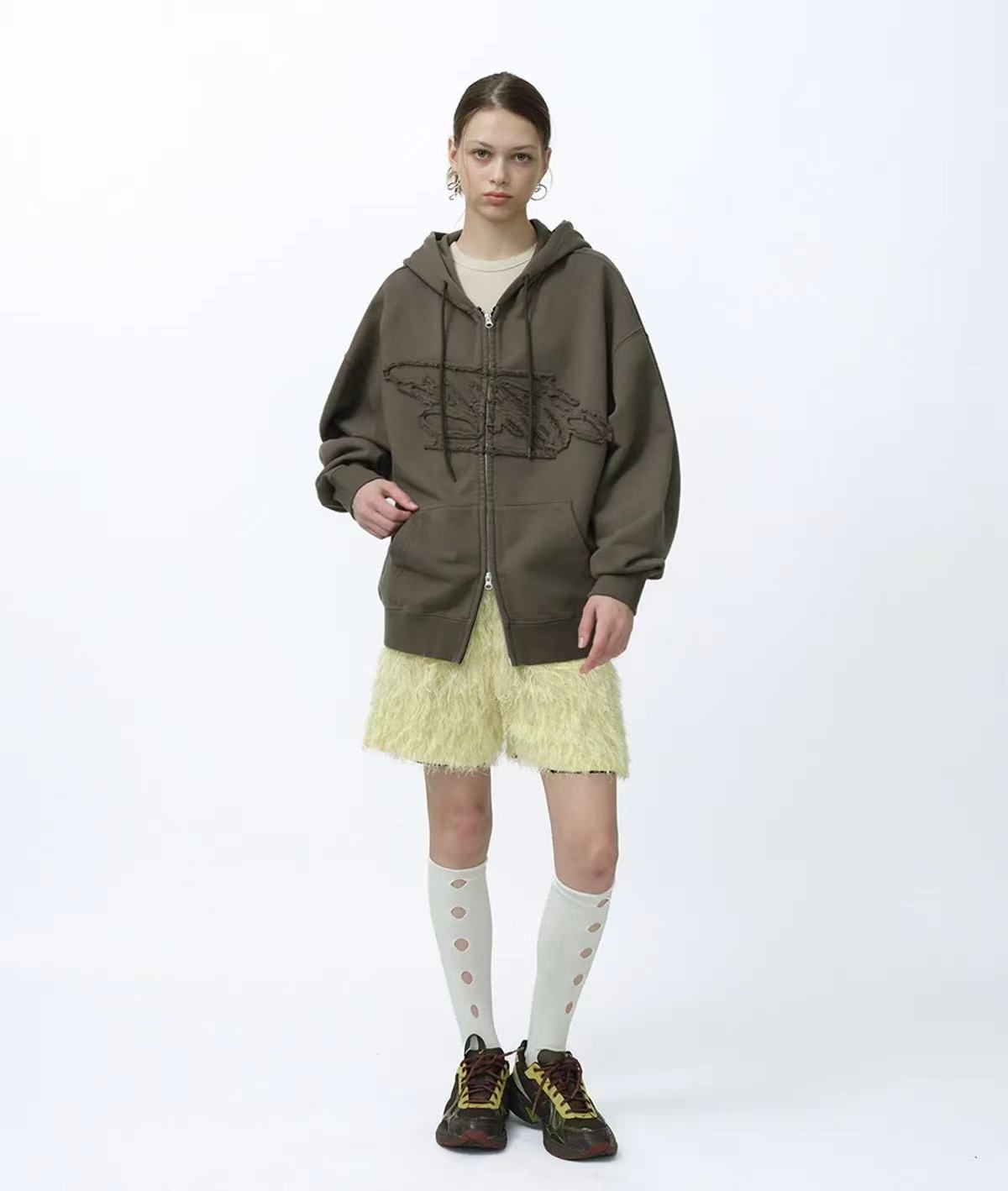 suade Loose Suade Hood Zip Up - 3 colors