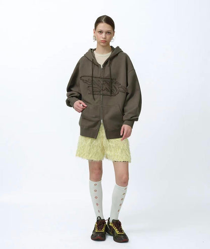 suade Loose Suade Hood Zip Up - 3 colors