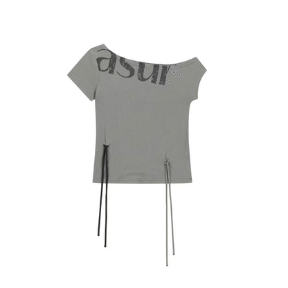 asur Punching Unbalance Off-shoulder T-shirt - 3 colors