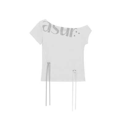 asur Punching Unbalance Off-shoulder T-shirt - 3 colors