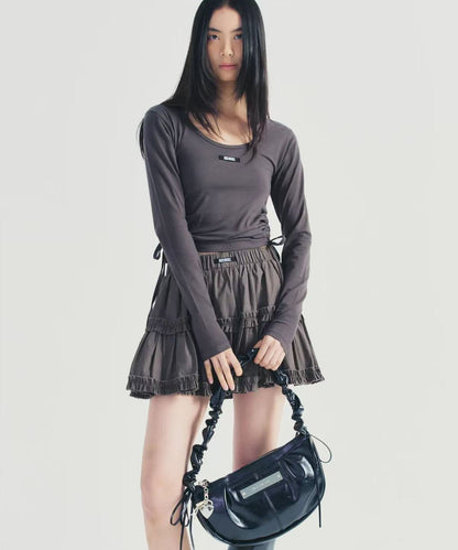 Nick Nicole Crystal Shirring Ribbon Round Bag - 5 colors