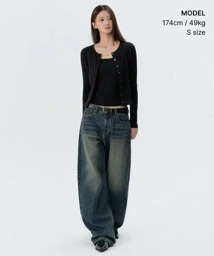 musinsa standard woman Slub Ribbed Top Cardigan Set - 4 colors