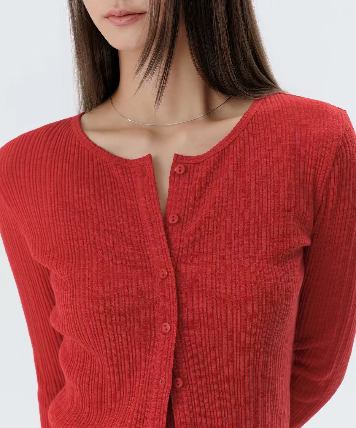 musinsa standard woman Slub Ribbed Top Cardigan Set - 4 colors