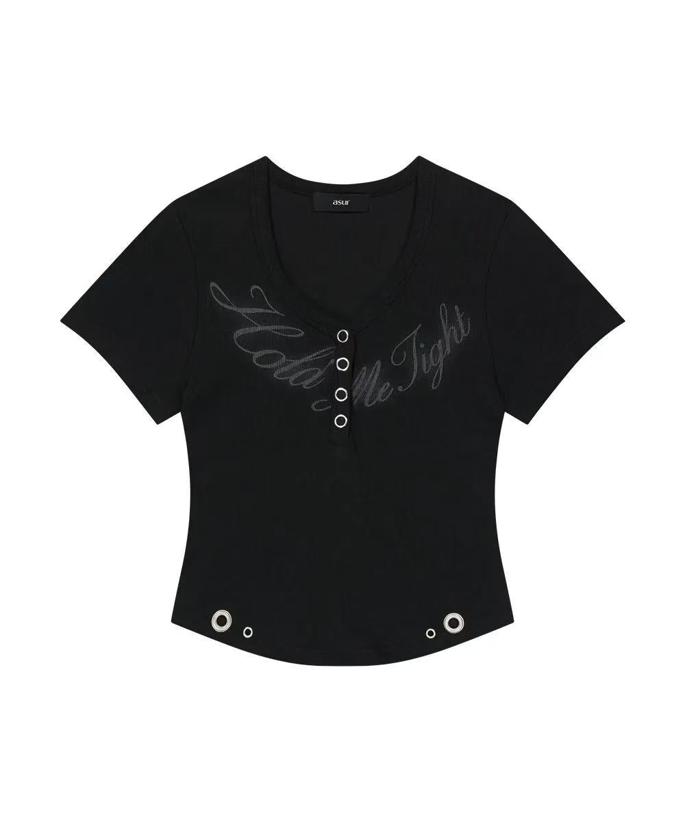 asur Henley V-neck Hold T-shirts - 3 colors