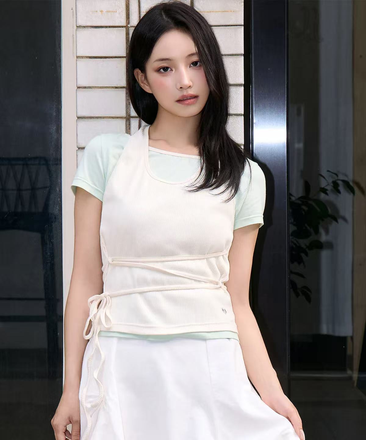 secondsalt Strap Layered Ribbed Halterneck T-shirt - 6 colors