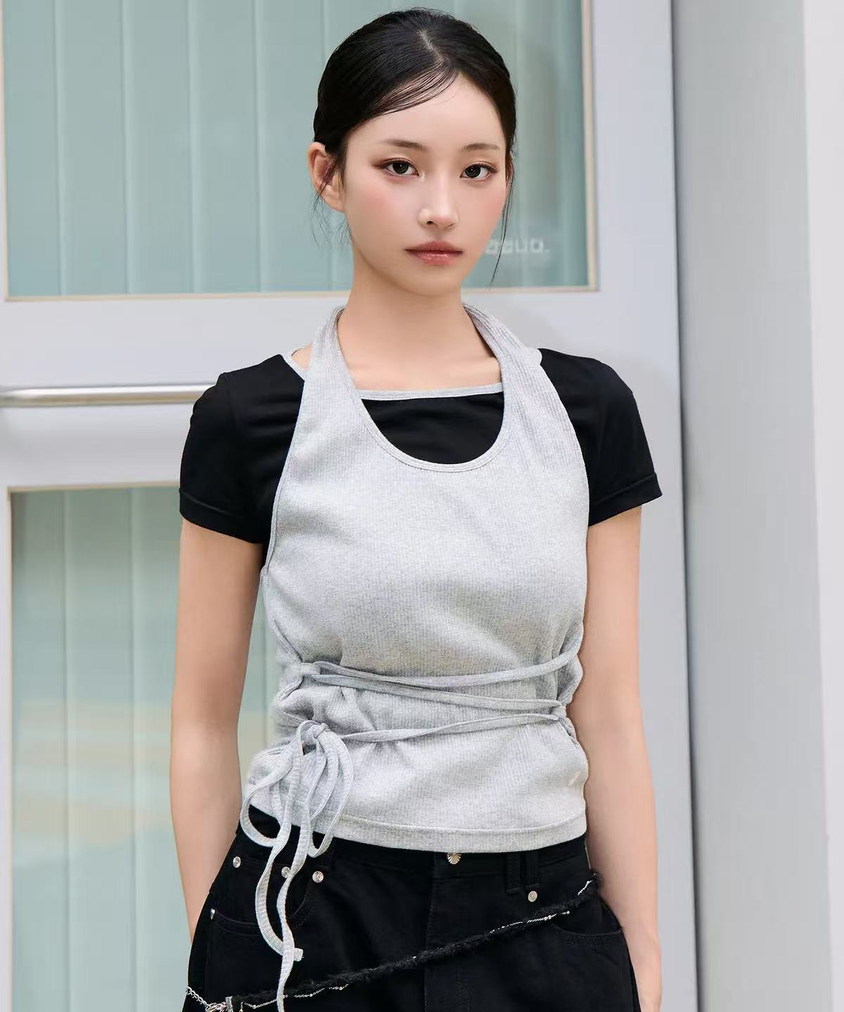 secondsalt Strap Layered Ribbed Halterneck T-shirt - 6 colors