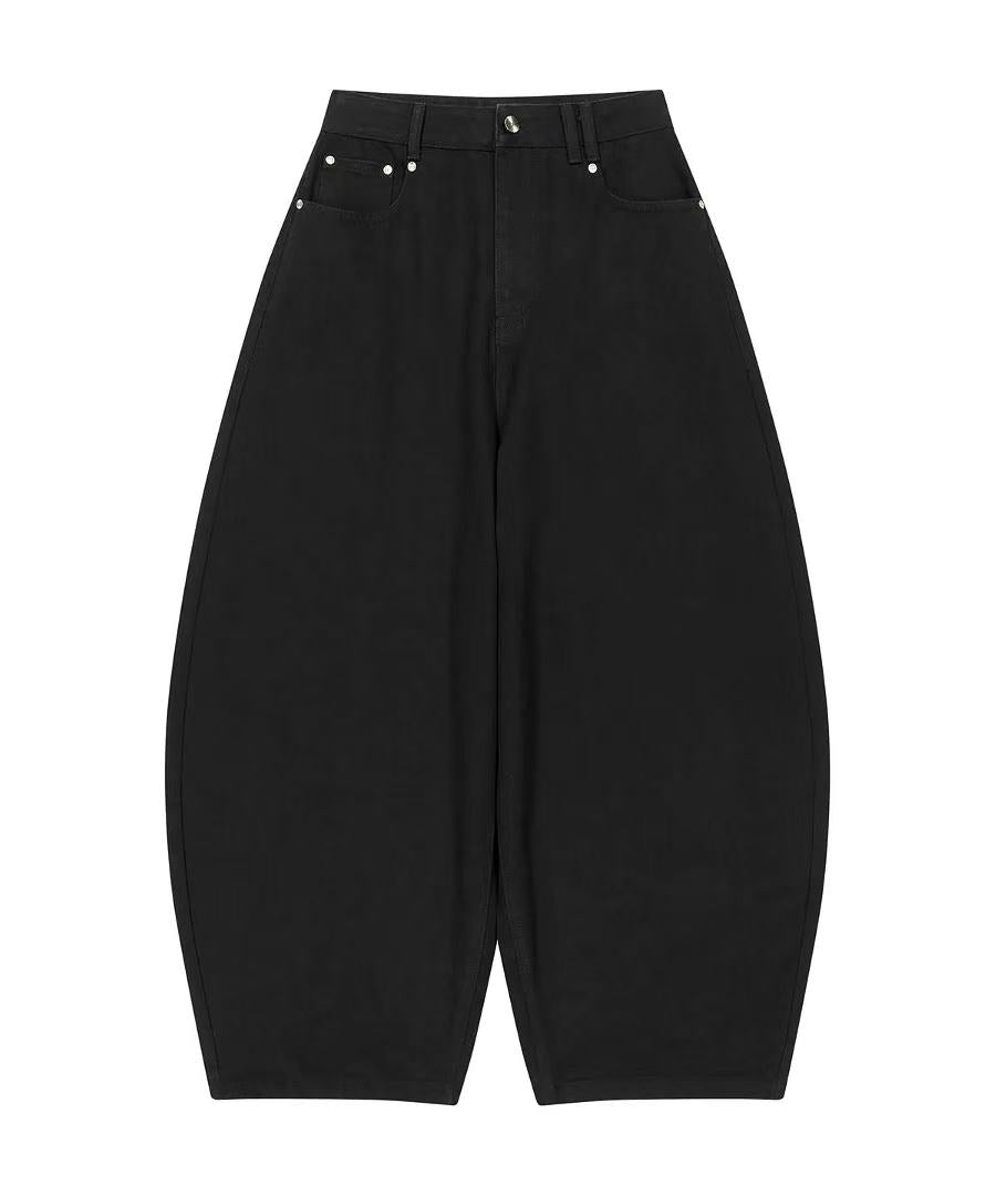 secondsalt Cali Ornament Embroidered Curved Denim Pants - 2 colors