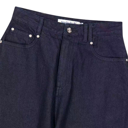 secondsalt Cali Ornament Embroidered Curved Denim Pants - 2 colors