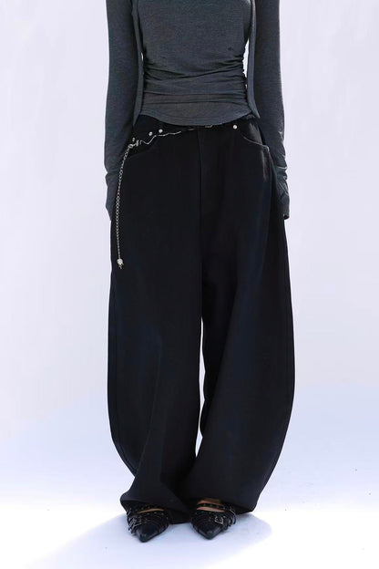 secondsalt Cali Ornament Embroidered Curved Denim Pants - 2 colors