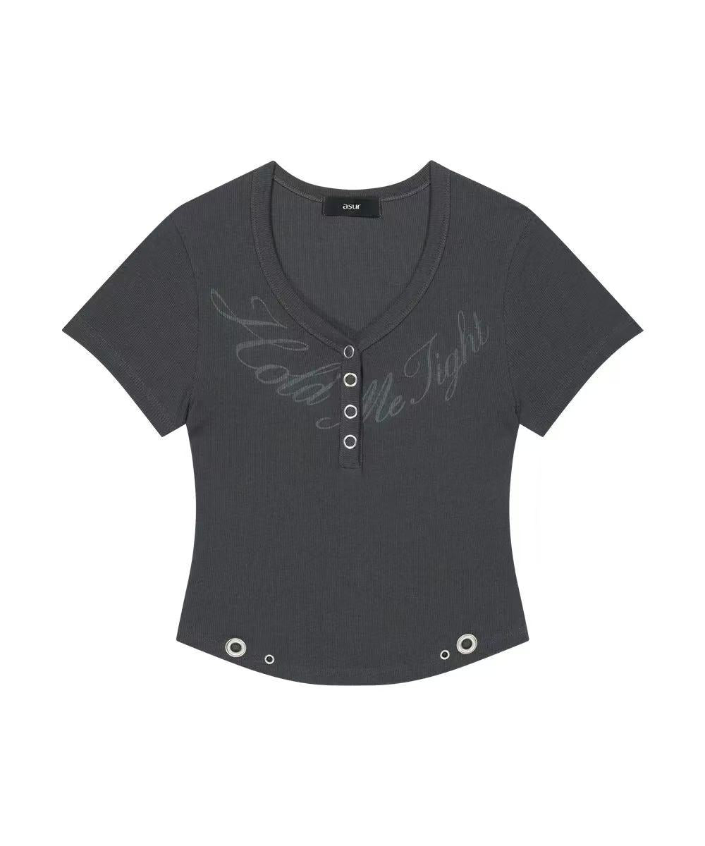 asur Henley V-neck Hold T-shirts - 3 colors