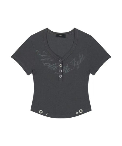 asur Henley V-neck Hold T-shirts - 3 colors