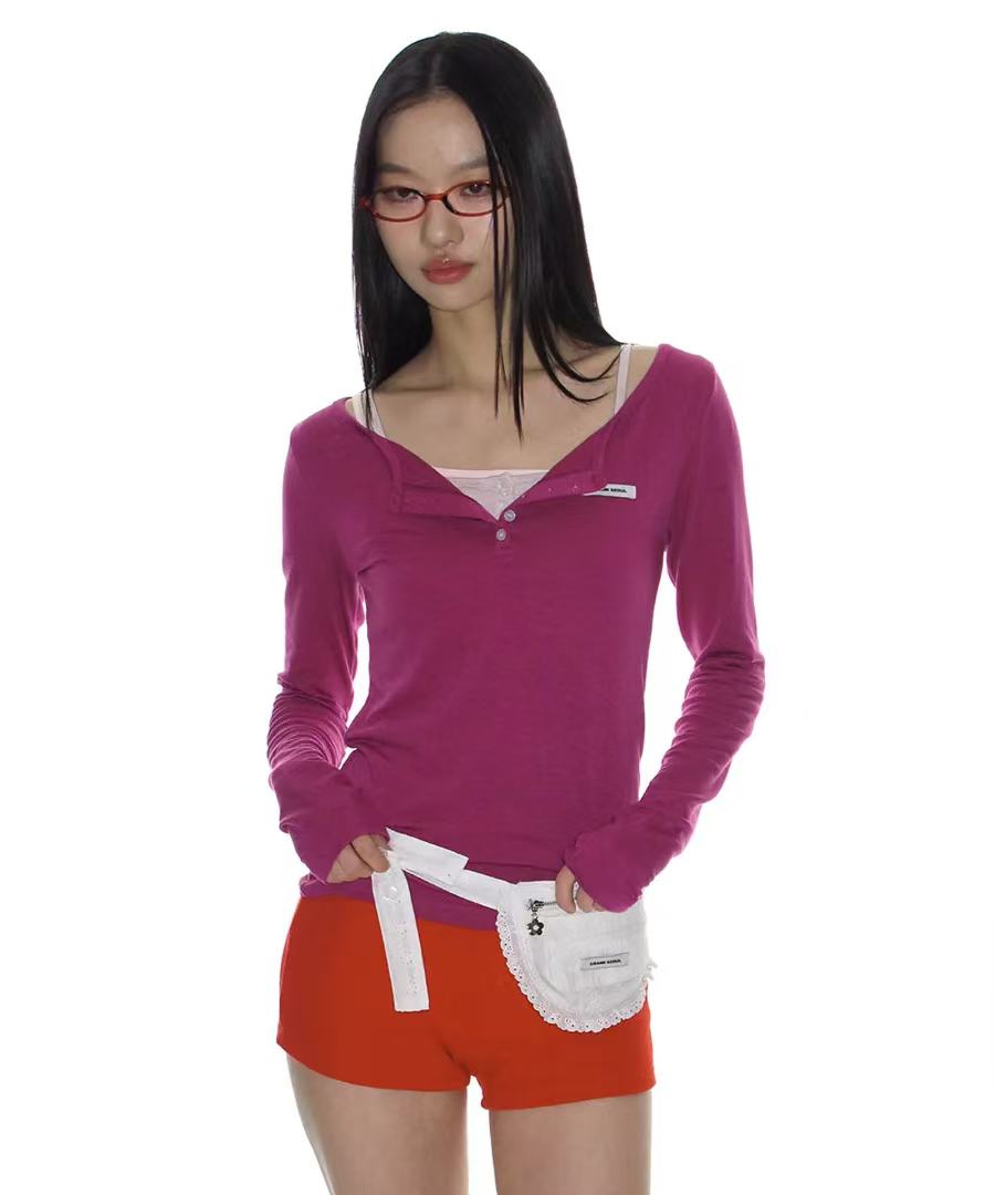 Crank Basic Henley Neck Top - 4 colors