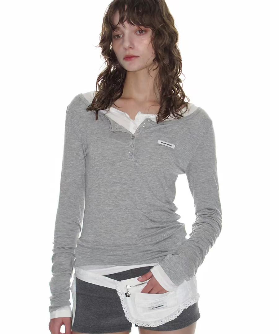 Crank Basic Henley Neck Top - 4 colors