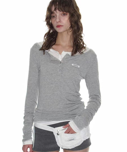Crank Basic Henley Neck Top - 4 colors