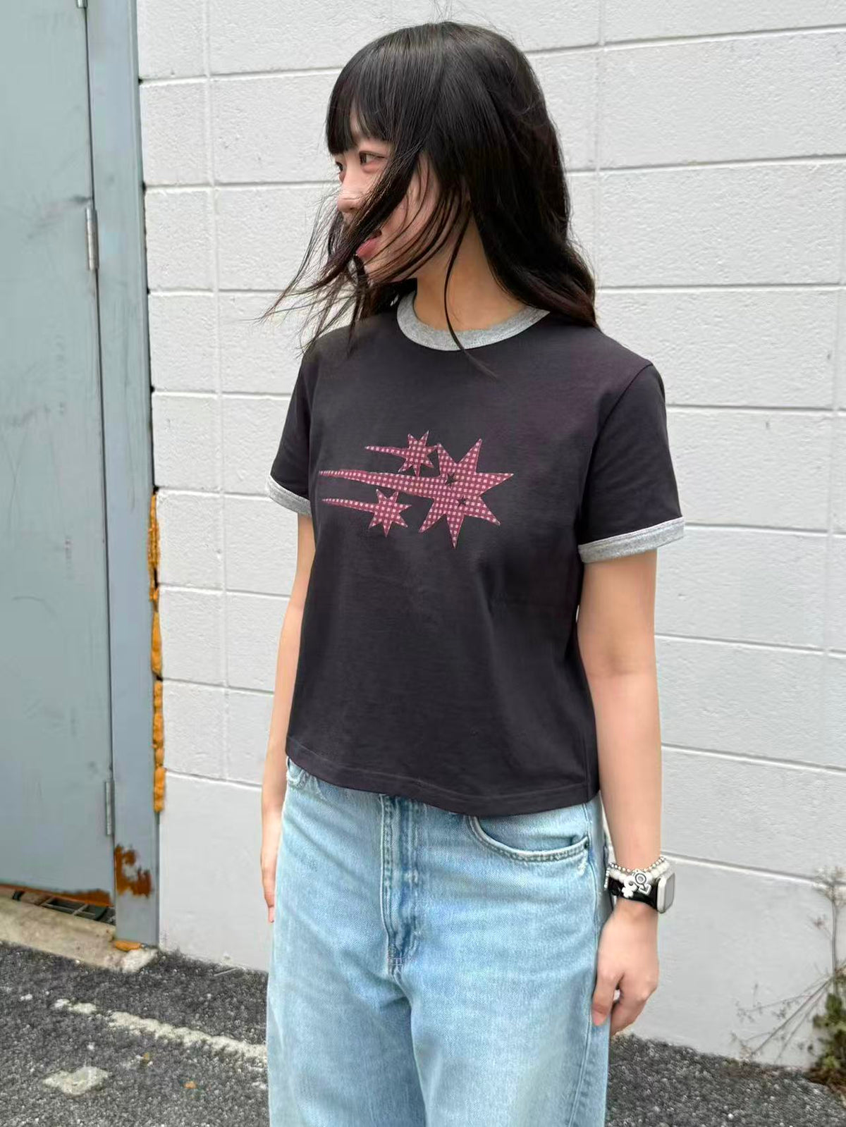 niceghostclub Check 3Star Basic Ringer Tee - 4 colors