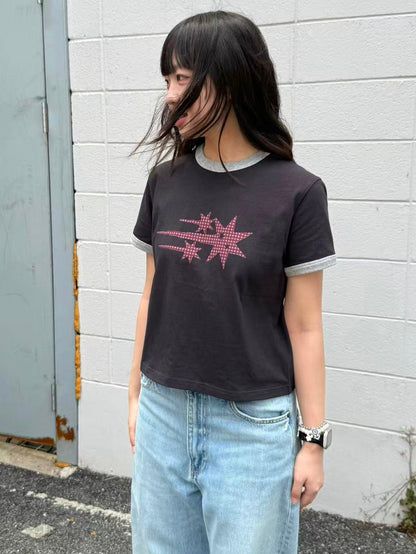niceghostclub Check 3Star Basic Ringer Tee - 4 colors