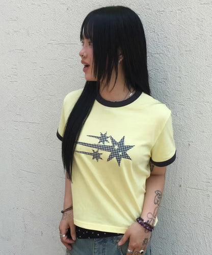 niceghostclub Check 3Star Basic Ringer Tee - 4 colors