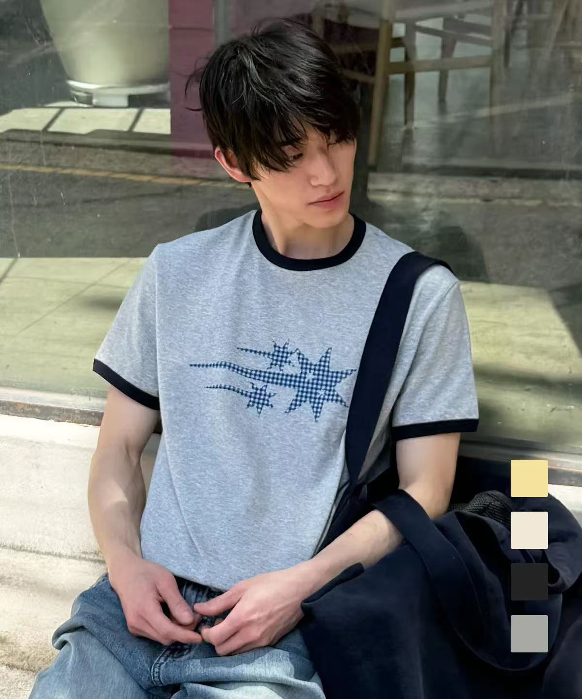 niceghostclub Check 3Star Basic Ringer Tee - 4 colors