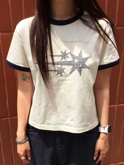 niceghostclub Check 3Star Basic Ringer Tee - 4 colors
