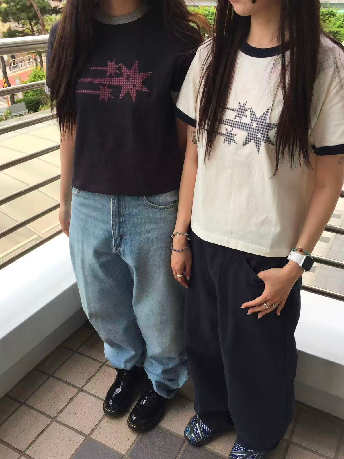niceghostclub Check 3Star Basic Ringer Tee - 4 colors