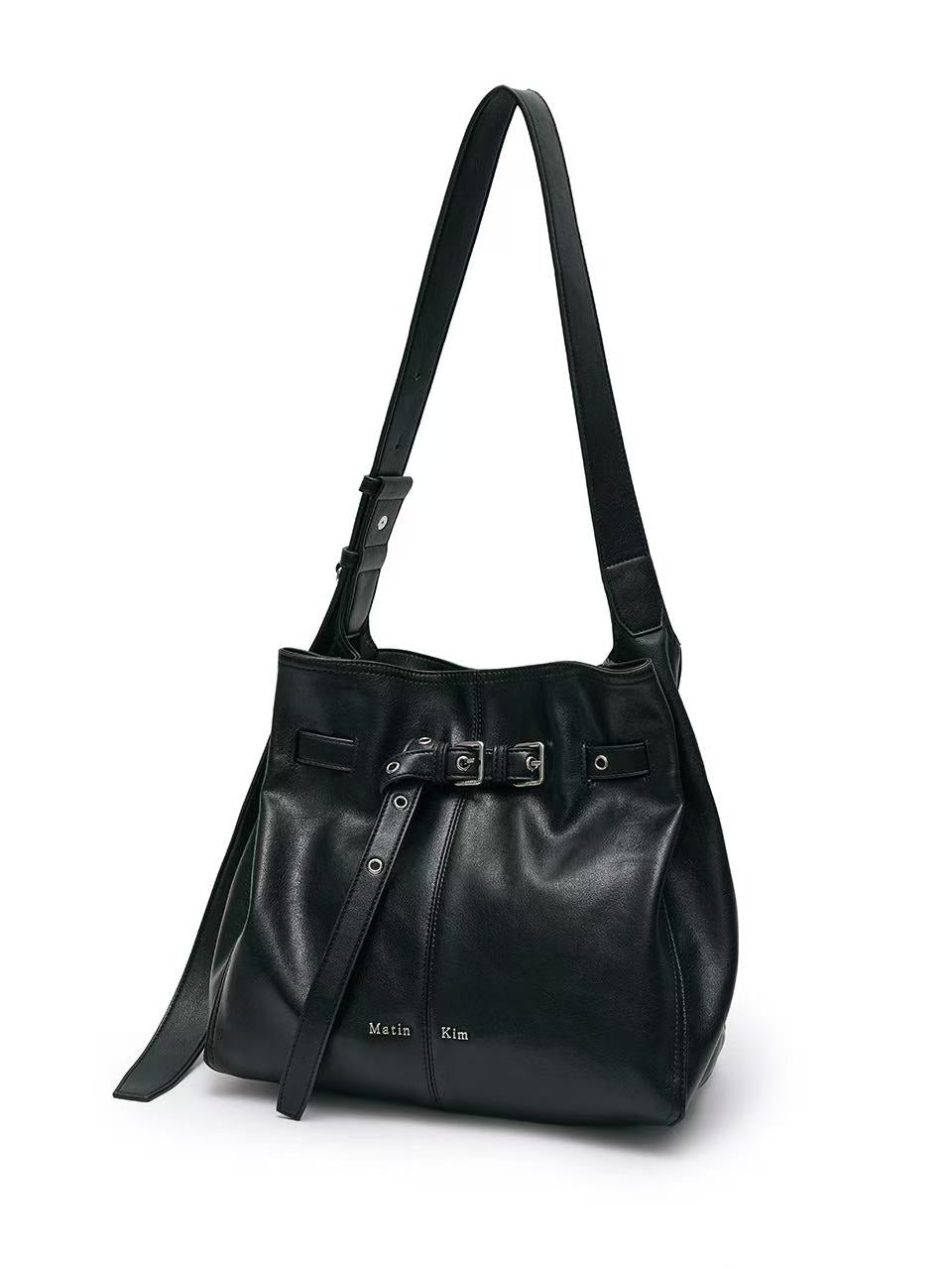 Matin Kim Belted Volunn Mid Bucket Bag