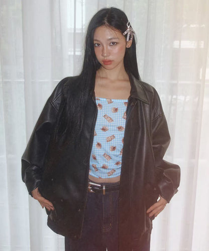 Lady Volume 465-1 Vegan Leather Overfit Jacket