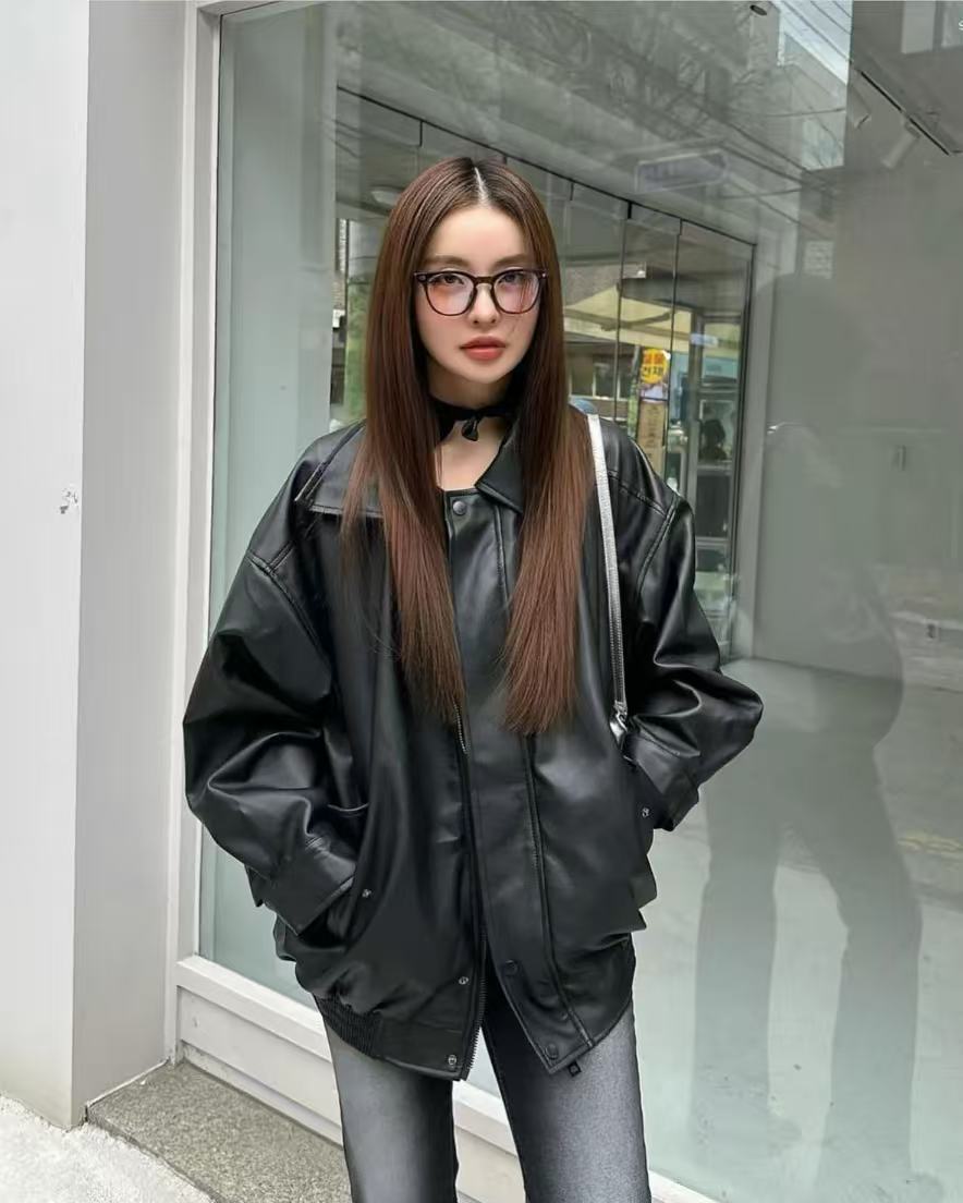 Lady Volume 465-1 Vegan Leather Overfit Jacket