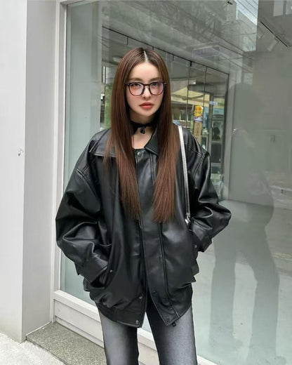 Lady Volume 465-1 Vegan Leather Overfit Jacket