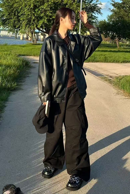 Lady Volume 465-1 Vegan Leather Overfit Jacket