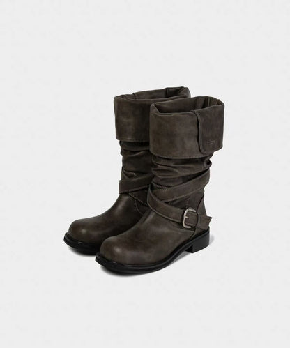 KHIHO Raven Foldable Buckle Boots - 3 colors