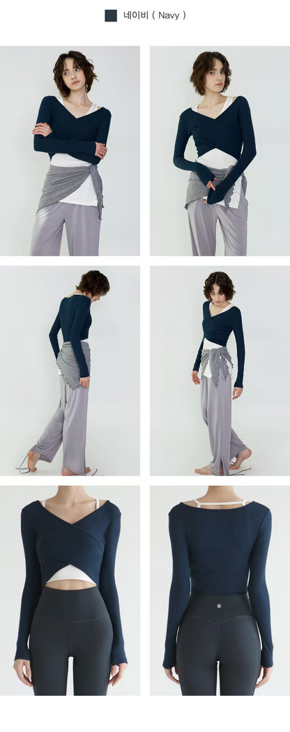 Deviwear Curved Wrap Crop Tee (T0041) - 10 colors