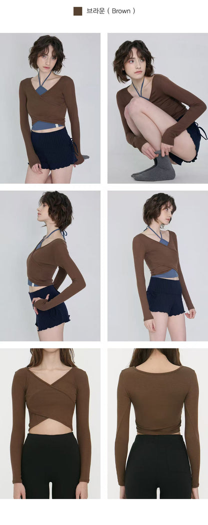 Deviwear Curved Wrap Crop Tee (T0041) - 10 colors